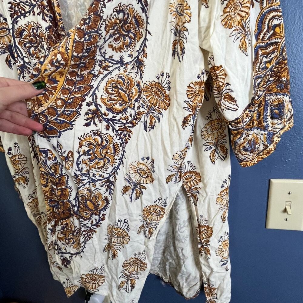 Billabong Brown Floral Boho Kimono Open Front Lightweight Cover Up Kimono Large - Picture 4 of 7